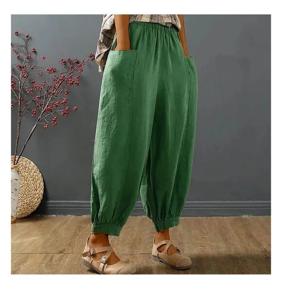 Utoimkio Women's Linen Harem Pants - Picture 5 of 9